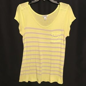 Neon yellow-green and gray striped shirt